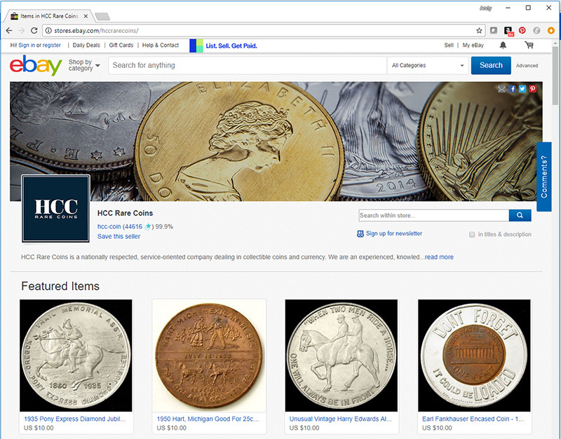eBay Store @ Howard Cook Coins